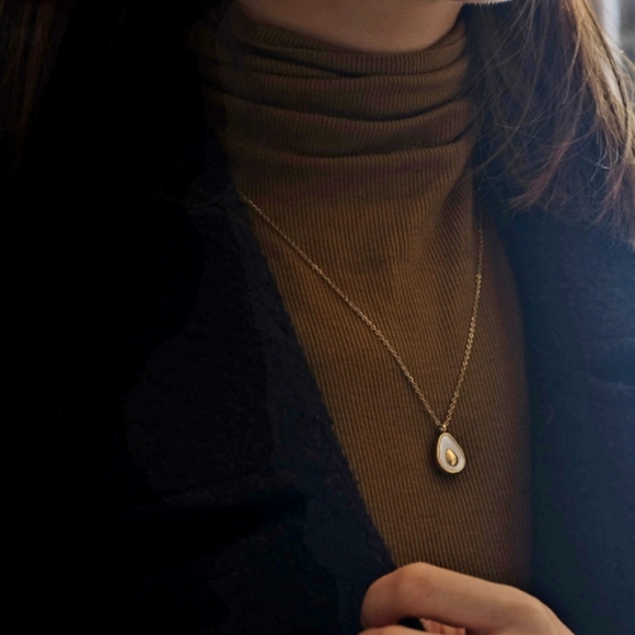 18k Gold Plated Titanium Avocado Necklace - Picture 3 of 5